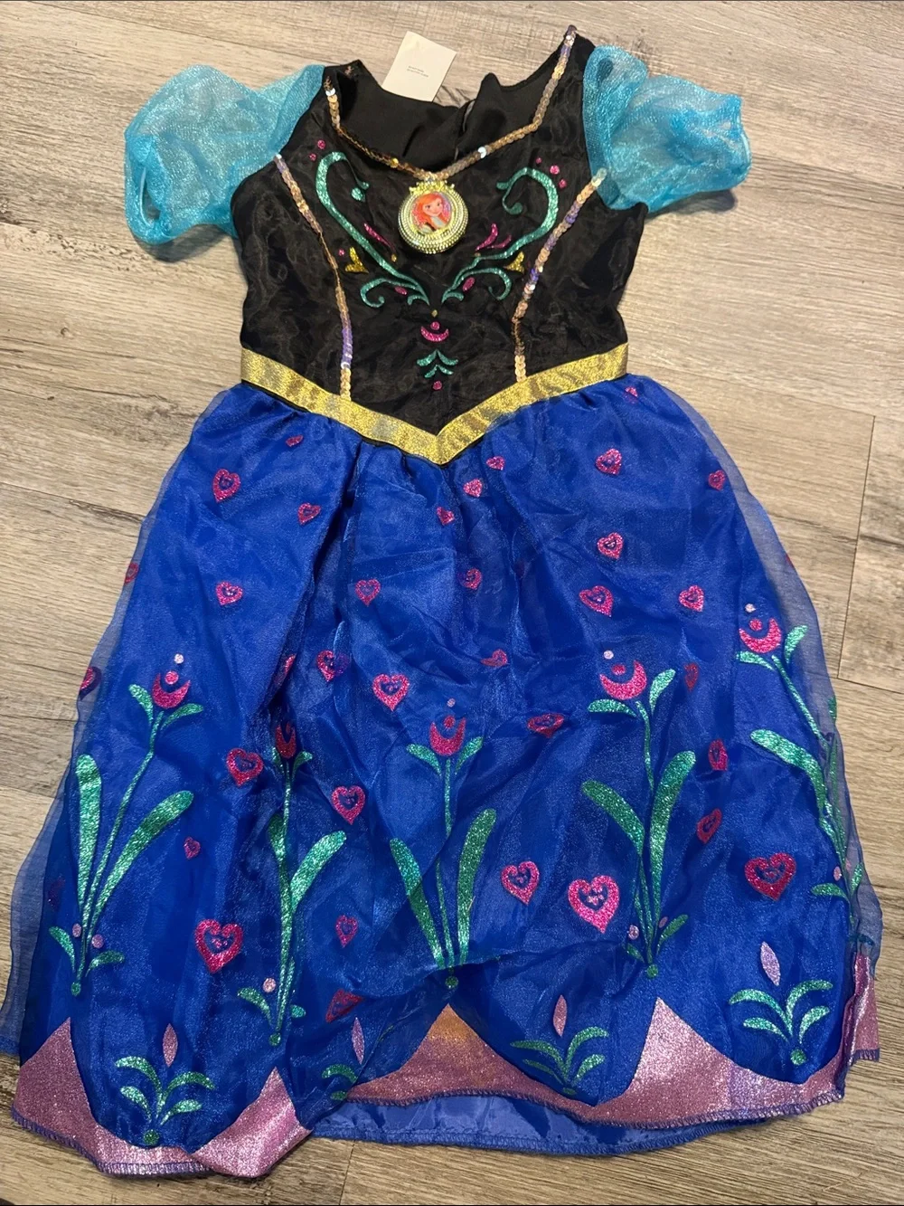 Disney Blue and Black Princess Costume Dress with Gold Trim